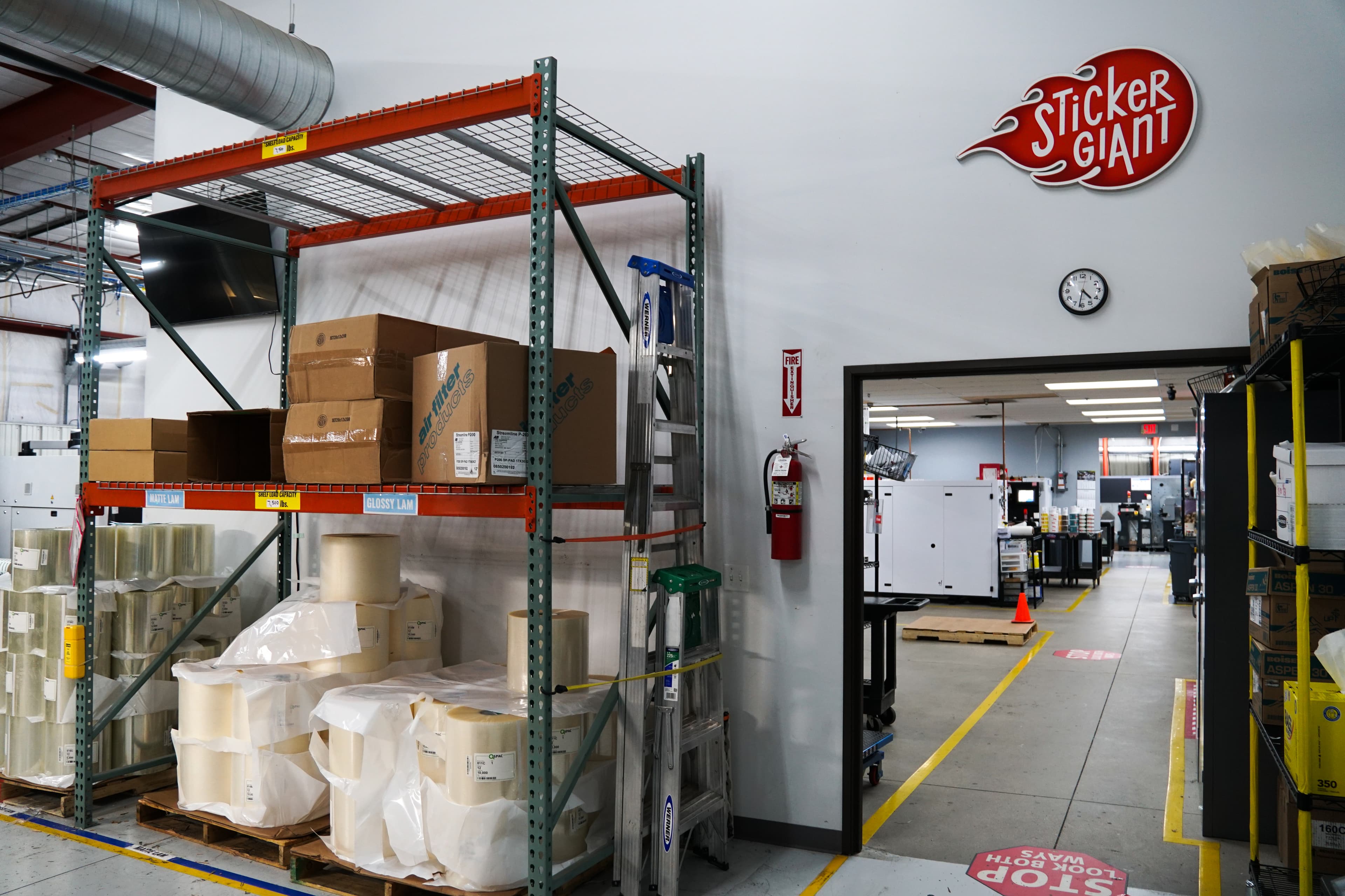 Inside Sticker Giant’s Longmont, Colorado production facility, where custom stickers and labels are manufactured, finished, and prepared for shipping.